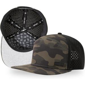 image:imageUVCoolix Cooling Sweatband Flat Bill Golf Baseball CapBreathable Sun ProtectionWaterResistant Snapback Performance HatCamo Black