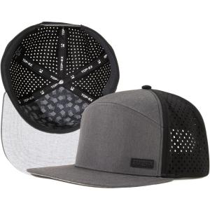 image:imageUVCoolix Cooling Sweatband Flat Bill Golf Baseball CapBreathable Sun ProtectionWaterResistant Snapback Performance HatHeather Gray Black