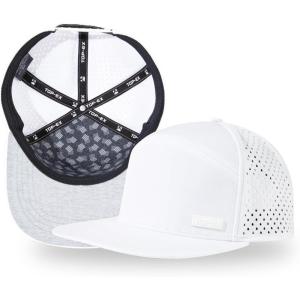 image:imageUVCoolix Cooling Sweatband Flat Bill Golf Baseball CapBreathable Sun ProtectionWaterResistant Snapback Performance HatWhite
