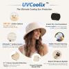 image:imageTOPEX ChicPony Womens Wide Brim Bucket Sun Hat with Ponytail Hole UPF 50 Summer Packable Sunhat for Travel Beach OutdoorBeige