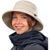 image:imageTOPEX ChicPony Womens Wide Brim Bucket Sun Hat with Ponytail Hole UPF 50 Summer Packable Sunhat for Travel Beach OutdoorBeige