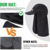 image:imageTOPEX Mens Oversize Baseball Cap with Detachable Neck Flap  UV SPF Sun Protection HatBlack
