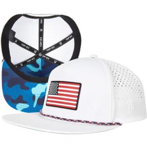 image:imageTOPEX Golf Performance Snapback Hat for Men Waterproof Repellent Flat Bill Cap Breathable Laser Perforated Two Sizes XL XXLBlue Camomulti American Flag