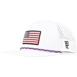image:imageTOPEX Golf Performance Snapback Hat for Men Waterproof Repellent Flat Bill Cap Breathable Laser Perforated Two Sizes XL XXLUsa Flagwhite1