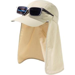 image:imageTOPEX Mens Oversize Baseball Cap with Detachable Neck Flap  UV SPF Sun Protection HatBeige