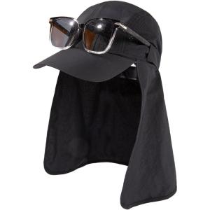 image:imageTOPEX Mens Oversize Baseball Cap with Detachable Neck Flap  UV SPF Sun Protection HatBlack