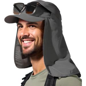 image:imageTOPEX Mens Oversize Baseball Cap with Detachable Neck Flap  UV SPF Sun Protection HatDark Grey