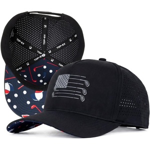 image:imageTOPEX American Flag Golf Hat for Men Water Resistant Patriotic Baseball Cap Laser Perforated Breathable Snapback Big HeadBlack Golf Flag
