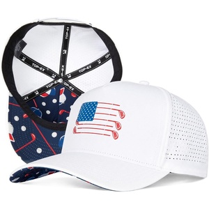 image:imageTOPEX American Flag Golf Hat for Men Water Resistant Patriotic Baseball Cap Laser Perforated Breathable Snapback Big HeadWhite Golf Flag
