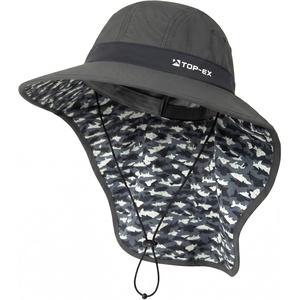 image:imageTOPEX Cooling Sun Hat with Neck Flap  UPF 50 Wide Brim Breathable Hat for Hiking Fishing amp Big HeadsDark Grey  Fish Camo