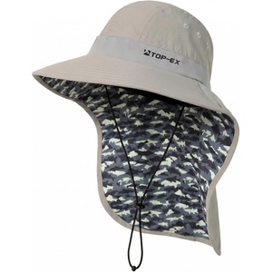 image:imageTOPEX Cooling Sun Hat with Neck Flap  UPF 50 Wide Brim Breathable Hat for Hiking Fishing amp Big HeadsLight Grey  Fish Camo