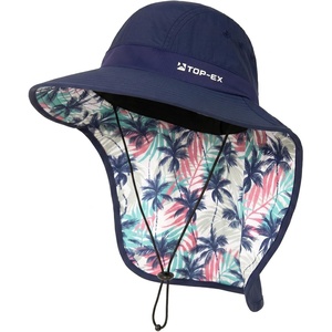 image:imageTOPEX Cooling Sun Hat with Neck Flap  UPF 50 Wide Brim Breathable Hat for Hiking Fishing amp Big HeadsNavy  Tropical Palm