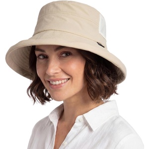 image:imageTOPEX UVCoolix Womens Cooling Bucket Sun Hat with Ponytail Hole Wide Brim UPF 50 Packable Summer Travel OutdoorBeige